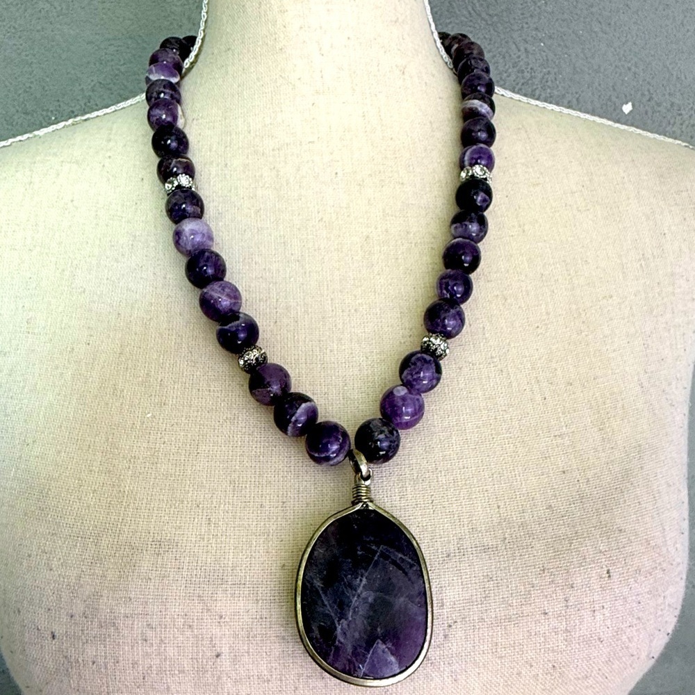 Amethyst natural stone necklace - Picture 1 of 4